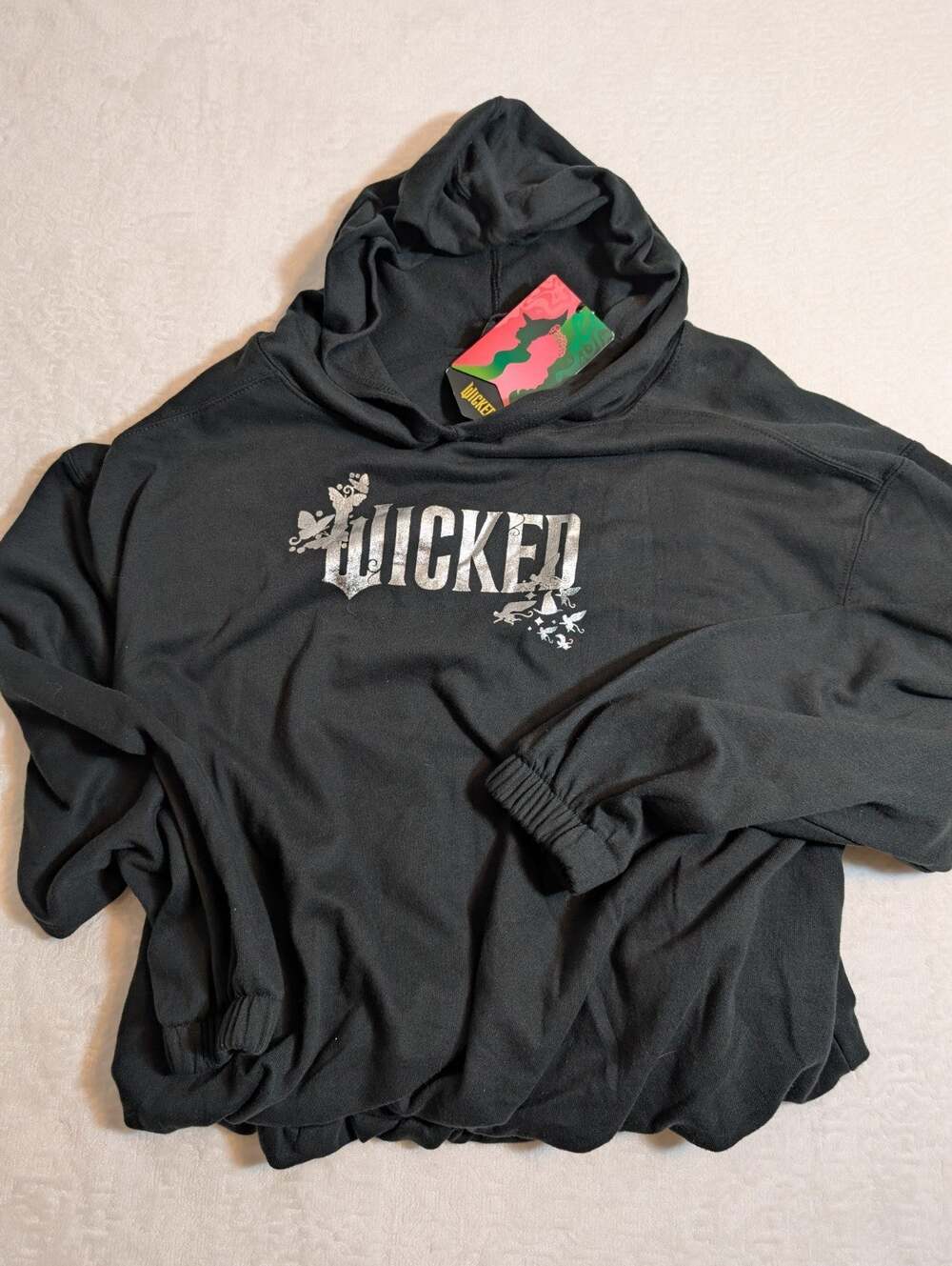 Wicked Movie Target Paul Tazewell Black Graphic Crop Bubble Hoodie NWT Small
